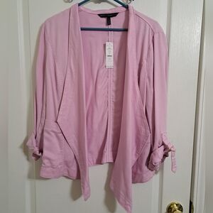 White House Black Market Drape-Front Roll-Sleeve Jacket Sz L NWT